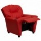 MFO Contemporary Red Vinyl Kids Recliner with Cup Holder