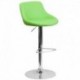 MFO Contemporary Green Vinyl Bucket Seat Adjustable Height Bar Stool with Chrome Base