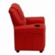 MFO Contemporary Red Vinyl Kids Recliner with Cup Holder and Headrest