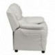 MFO Deluxe Padded Contemporary White Vinyl Kids Recliner with Storage Arms