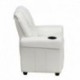 MFO Contemporary White Vinyl Kids Recliner with Cup Holder and Headrest