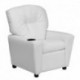 MFO Contemporary White Vinyl Kids Recliner with Cup Holder
