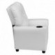 MFO Contemporary White Vinyl Kids Recliner with Cup Holder