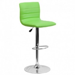 MFO Contemporary Green Vinyl Adjustable Height Bar Stool with Chrome Base