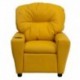 MFO Contemporary Yellow Vinyl Kids Recliner with Cup Holder