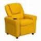 MFO Contemporary Yellow Vinyl Kids Recliner with Cup Holder and Headrest