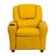 MFO Contemporary Yellow Vinyl Kids Recliner with Cup Holder and Headrest