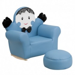 MFO Kids Blue Little Boy Rocker Chair and Footrest