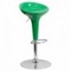 MFO Contemporary Green Plastic Adjustable Height Bar Stool with Chrome Base