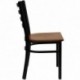 MFO Black Ladder Back Metal Restaurant Chair - Cherry Wood Seat
