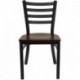 MFO Black Ladder Back Metal Restaurant Chair - Mahogany Wood Seat