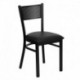 MFO Black Grid Back Metal Restaurant Chair - Black Vinyl Seat