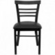 MFO Black Ladder Back Metal Restaurant Chair - Black Vinyl Seat