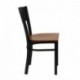 MFO Black Circle Back Metal Restaurant Chair - Cherry Wood Seat