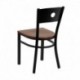 MFO Black Circle Back Metal Restaurant Chair - Cherry Wood Seat