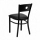 MFO Black Circle Back Metal Restaurant Chair - Black Vinyl Seat