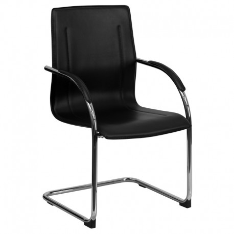 MFO Black Vinyl Side Chair with Chrome Sled Base