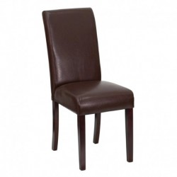 MFO Dark Brown Leather Upholstered Parsons Chair