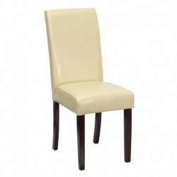 MFO Ivory Leather Upholstered Parsons Chair
