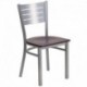 MFO Silver Slat Back Metal Restaurant Chair - Mahogany Wood Seat