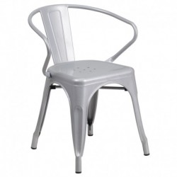 MFO Silver Metal Chair with Arms