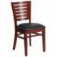 MFO Fervent Collection Slat Back Mahogany Wooden Restaurant Chair - Black Vinyl Seat