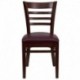 MFO Mahogany Finished Ladder Back Wooden Restaurant Chair - Burgundy Vinyl Seat