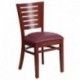 MFO Fervent Collection Slat Back Mahogany Wooden Restaurant Chair - Burgundy Vinyl Seat