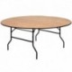 MFO 72'' Round Wood Folding Banquet Table with Clear Coated Finished Top