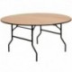 MFO 60'' Round Wood Folding Banquet Table with Clear Coated Finished Top