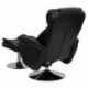MFO Transitional Black Leather Recliner and Ottoman with Chrome Base