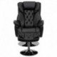 MFO Transitional Black Leather Recliner and Ottoman with Chrome Base
