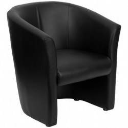 MFO Black Leather Barrel-Shaped Guest Chair