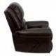 MFO Plush Brown Leather Lever Rocker Recliner with Brass Accent Nails
