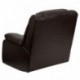 MFO Plush Brown Leather Lever Rocker Recliner with Padded Arms