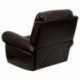 MFO Plush Brown Leather Lever Rocker Recliner with Brass Accent Nails