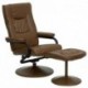 MFO Contemporary Palimino Leather Recliner and Ottoman with Leather Wrapped Base