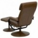 MFO Contemporary Palomino Leather Recliner and Ottoman with Leather Wrapped Base