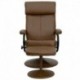 MFO Contemporary Palomino Leather Recliner and Ottoman with Leather Wrapped Base