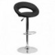 MFO Contemporary Black Vinyl Rounded Back Adjustable Height Bar Stool with Chrome Base