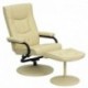 MFO Contemporary Cream Leather Recliner and Ottoman with Leather Wrapped Base