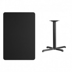 MFO 30'' x 45'' Rectangular Black Laminate Table Top with 22'' x 30'' Table Height Base