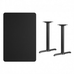 MFO 30'' x 45'' Rectangular Black Laminate Table Top with 5'' x 22'' Table Height Bases