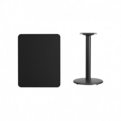 MFO 24'' x 30'' Rectangular Black Laminate Table Top with 18'' Round Table Height Base