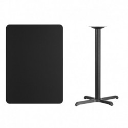 MFO 30'' x 42'' Rectangular Black Laminate Table Top with 22'' x 30'' Bar Height Table Base