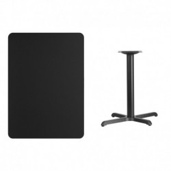 MFO 30'' x 42'' Rectangular Black Laminate Table Top with 22'' x 30'' Table Height Base