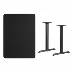 MFO 30'' x 42'' Rectangular Black Laminate Table Top with 5'' x 22'' Table Height Bases
