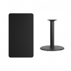 MFO 24'' x 42'' Rectangular Black Laminate Table Top with 24'' Round Table Height Base
