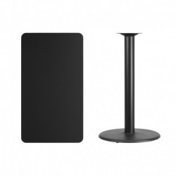 MFO 24'' x 42'' Rectangular Black Laminate Table Top with 24'' Round Bar Height Table Base