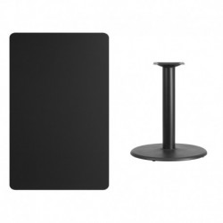 MFO 30'' x 48'' Rectangular Black Laminate Table Top with 24'' Round Table Height Base